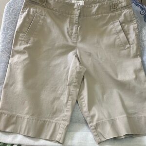 LOFT Tan Bermuda Shorts Cotton Blend Casual Wear